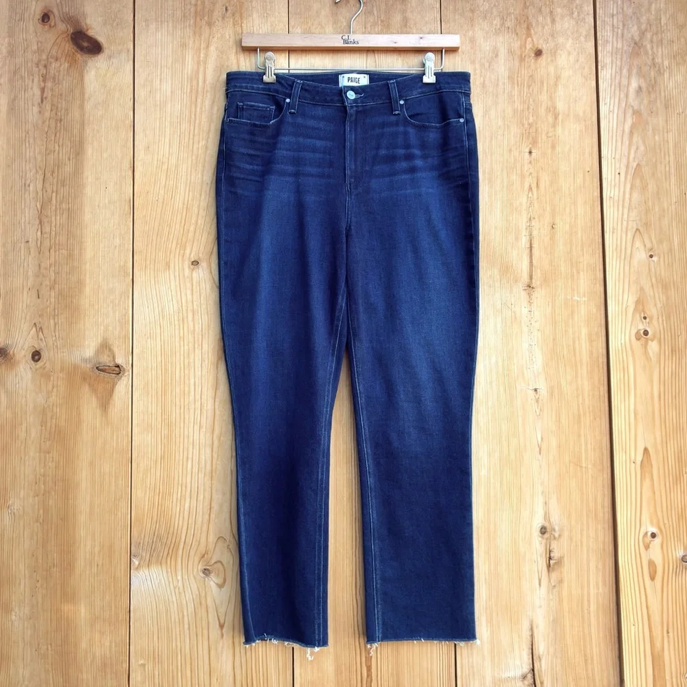 Paige Cindy Straight Jeans Raw Hem Sz 33 - Picture 2 of 6